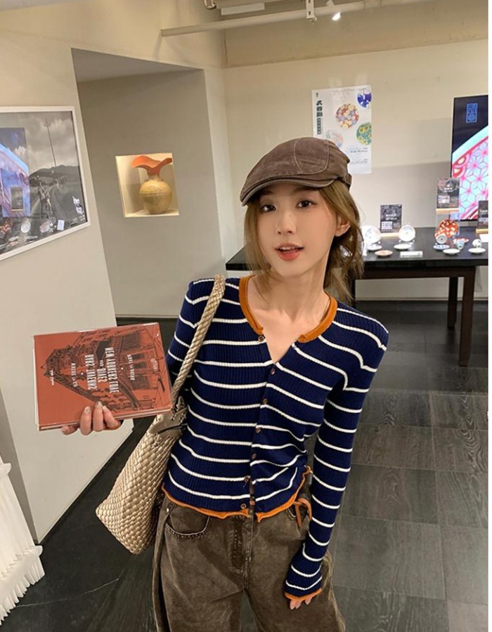 Pullover slim cardigan Korean style tops for women