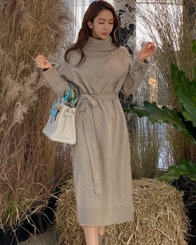 Autumn and winter dress high collar sweater dress for women