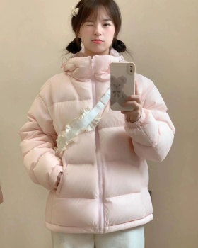Winter couples thick coat pink hooded short down coat