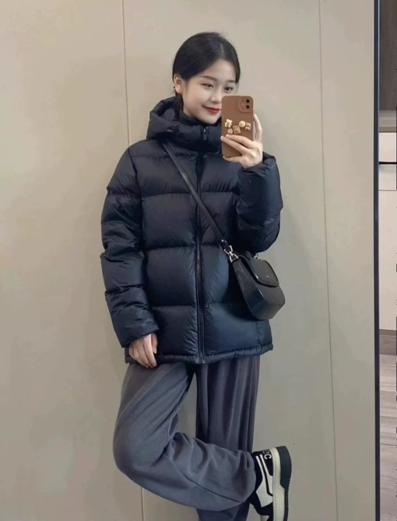 Winter couples thick coat pink hooded short down coat