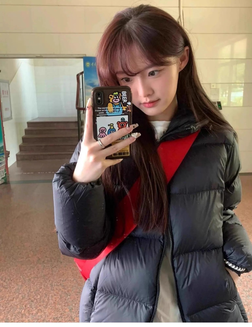 Winter couples thick coat pink hooded short down coat