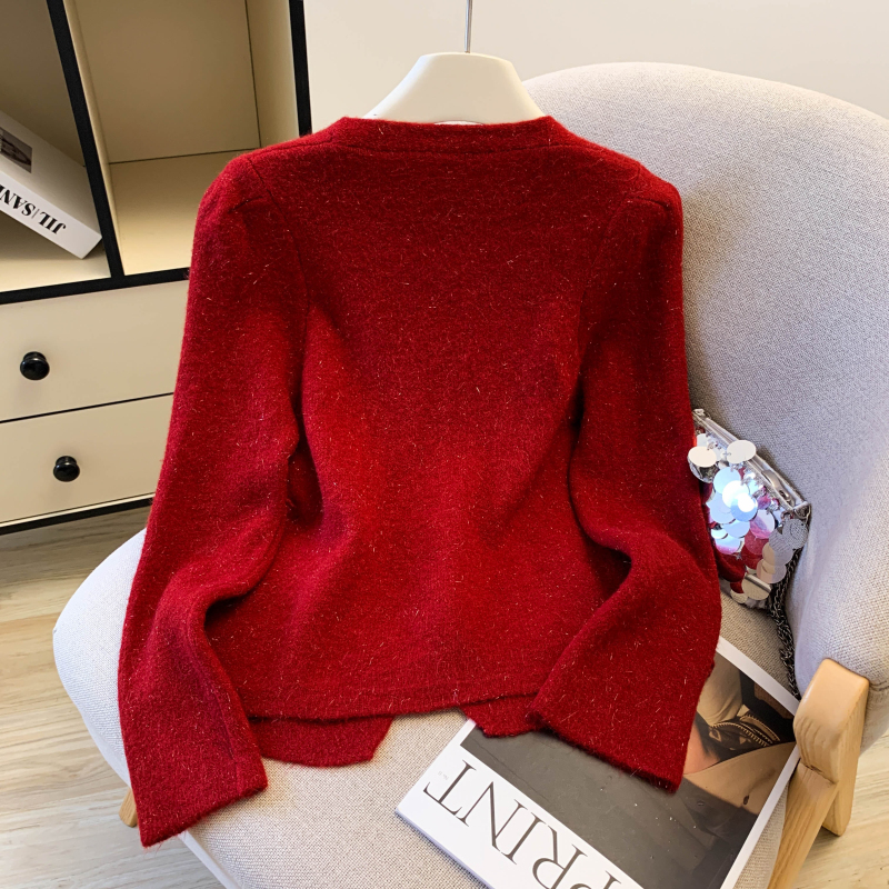 Temperament V-neck sweater autumn and winter slim tops