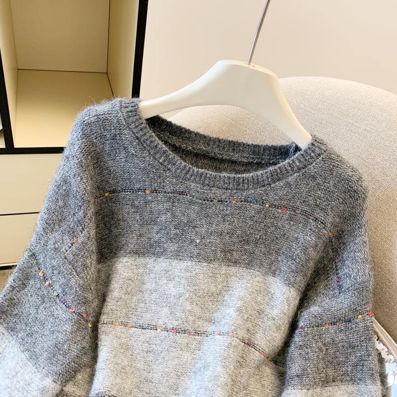 Autumn retro long sleeve pullover sweater for women