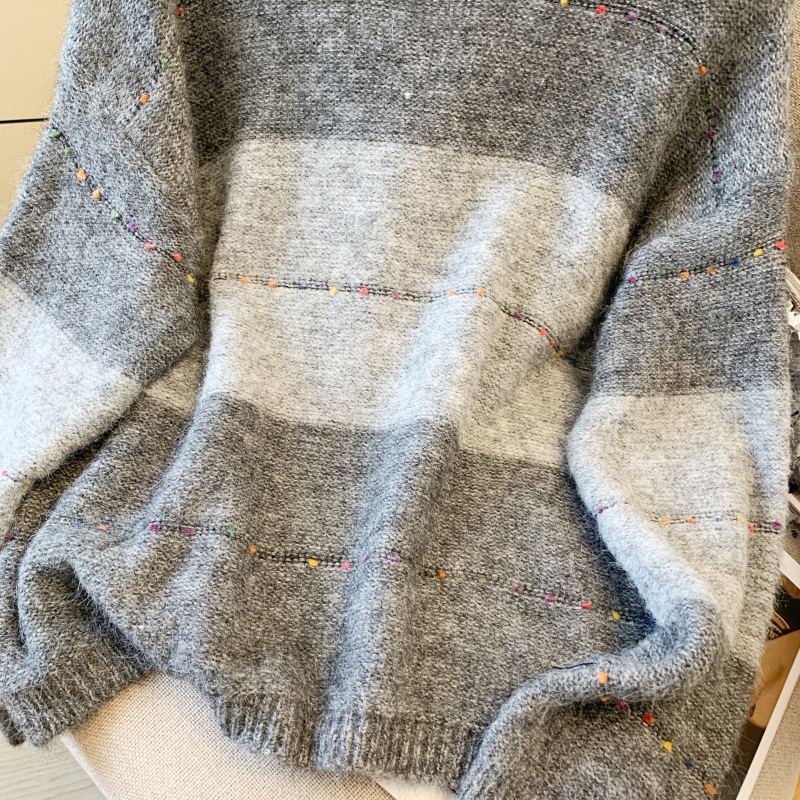 Autumn retro long sleeve pullover sweater for women