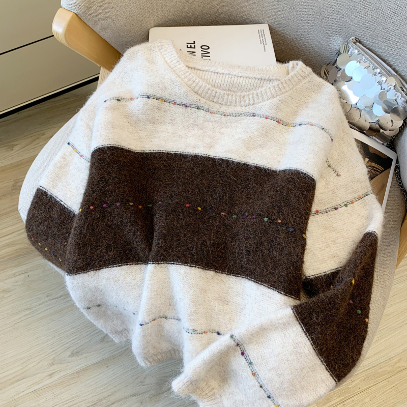 Autumn retro long sleeve pullover sweater for women