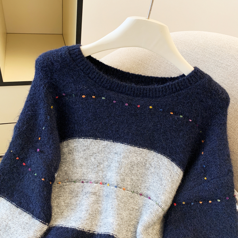 Autumn retro long sleeve pullover sweater for women