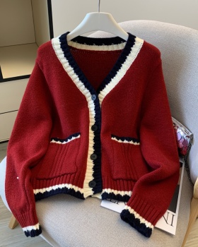 Knitted short sweater autumn cardigan for women