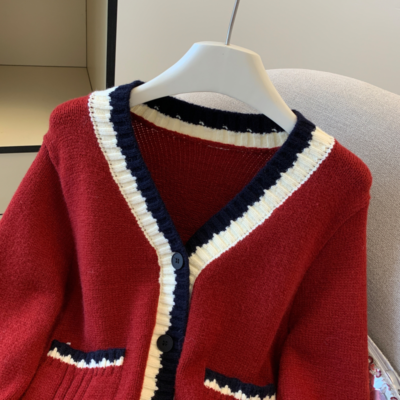 Knitted short sweater autumn cardigan for women
