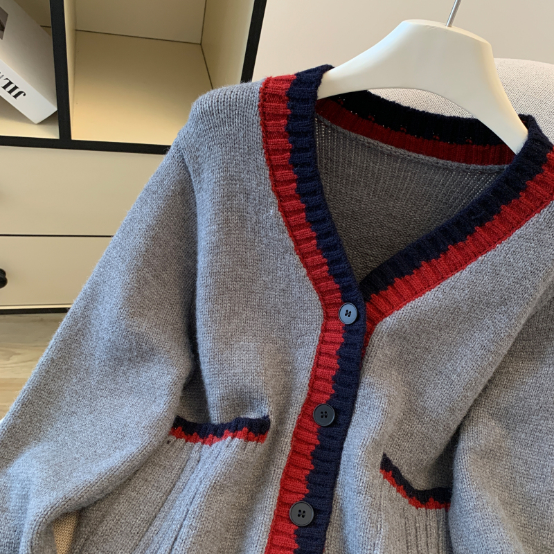 Knitted short sweater autumn cardigan for women