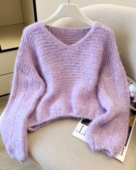 Slim loose lazy tops knitted Korean style sweater for women