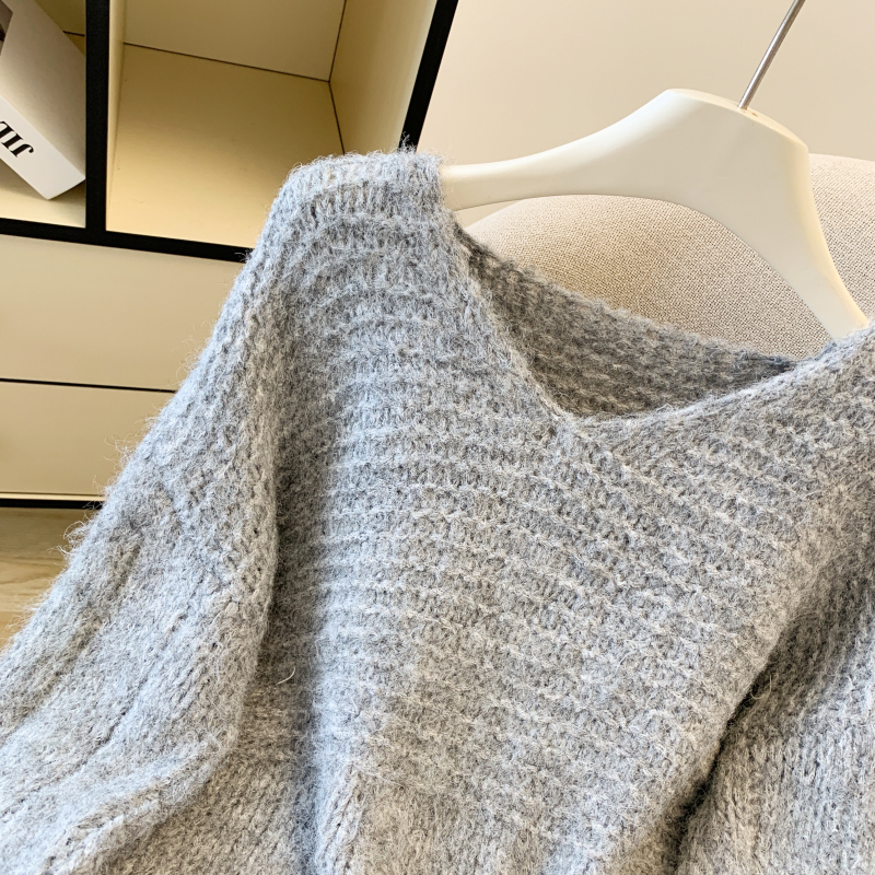 Slim loose lazy tops knitted Korean style sweater for women