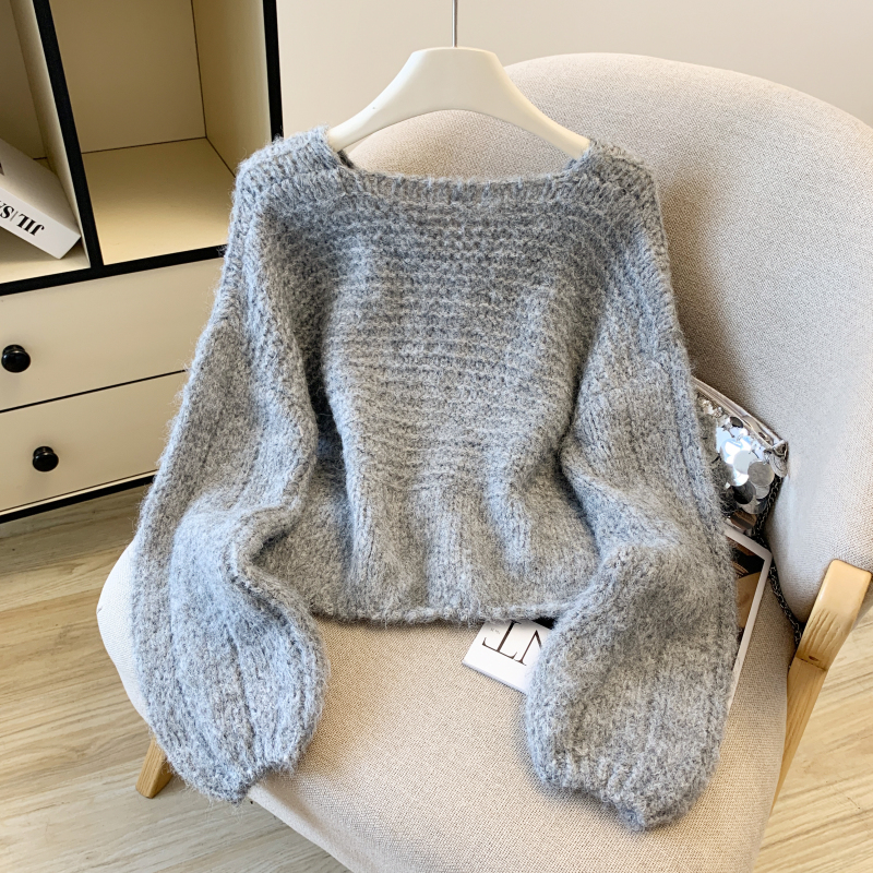 Slim loose lazy tops knitted Korean style sweater for women