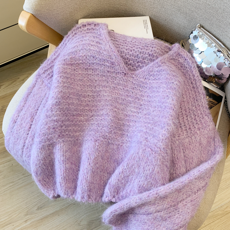 Slim loose lazy tops knitted Korean style sweater for women