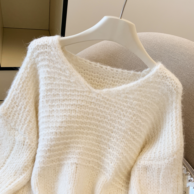Slim loose lazy tops knitted Korean style sweater for women