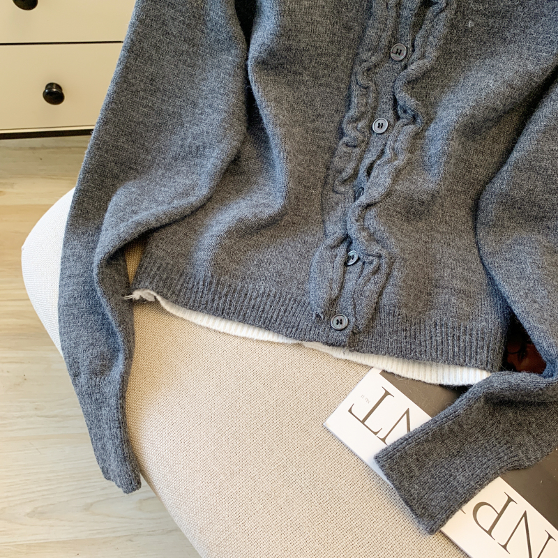 Wood ear autumn mixed colors cardigan for women