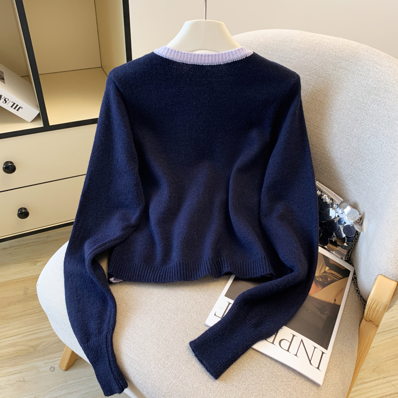 Wood ear autumn mixed colors cardigan for women