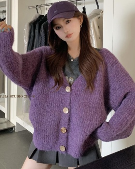 Niche lazy sweater knitted V-neck cardigan for women