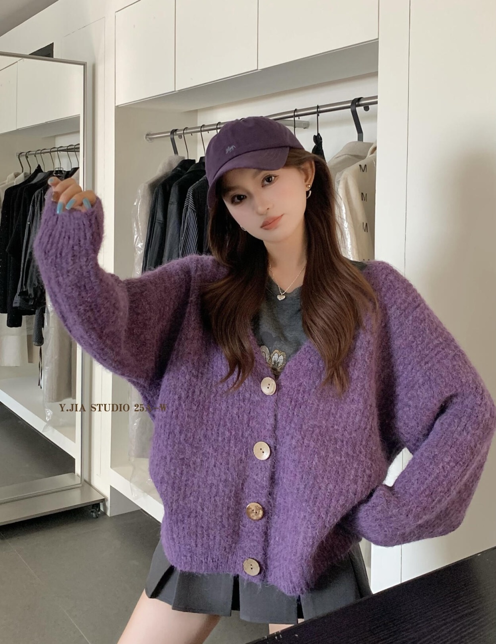 Niche lazy sweater knitted V-neck cardigan for women