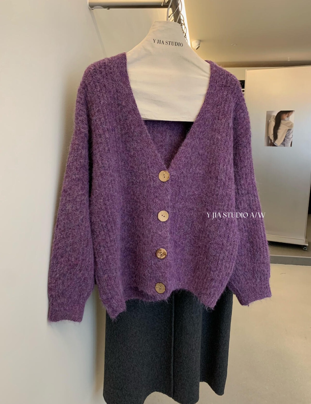 Niche lazy sweater knitted V-neck cardigan for women