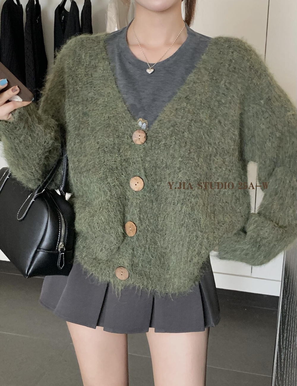 Niche lazy sweater knitted V-neck cardigan for women