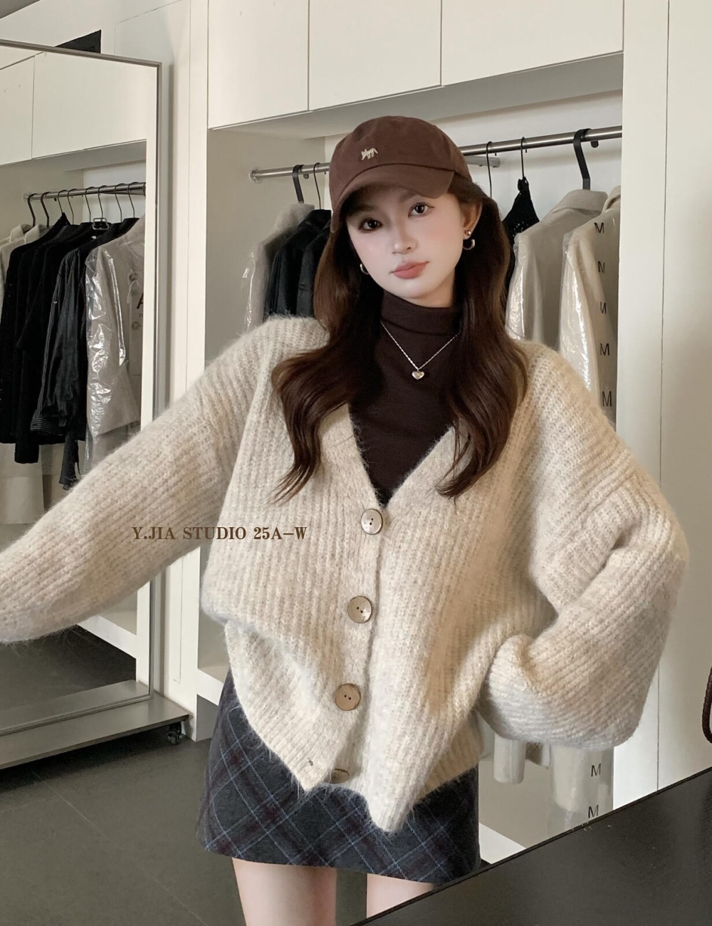 Niche lazy sweater knitted V-neck cardigan for women