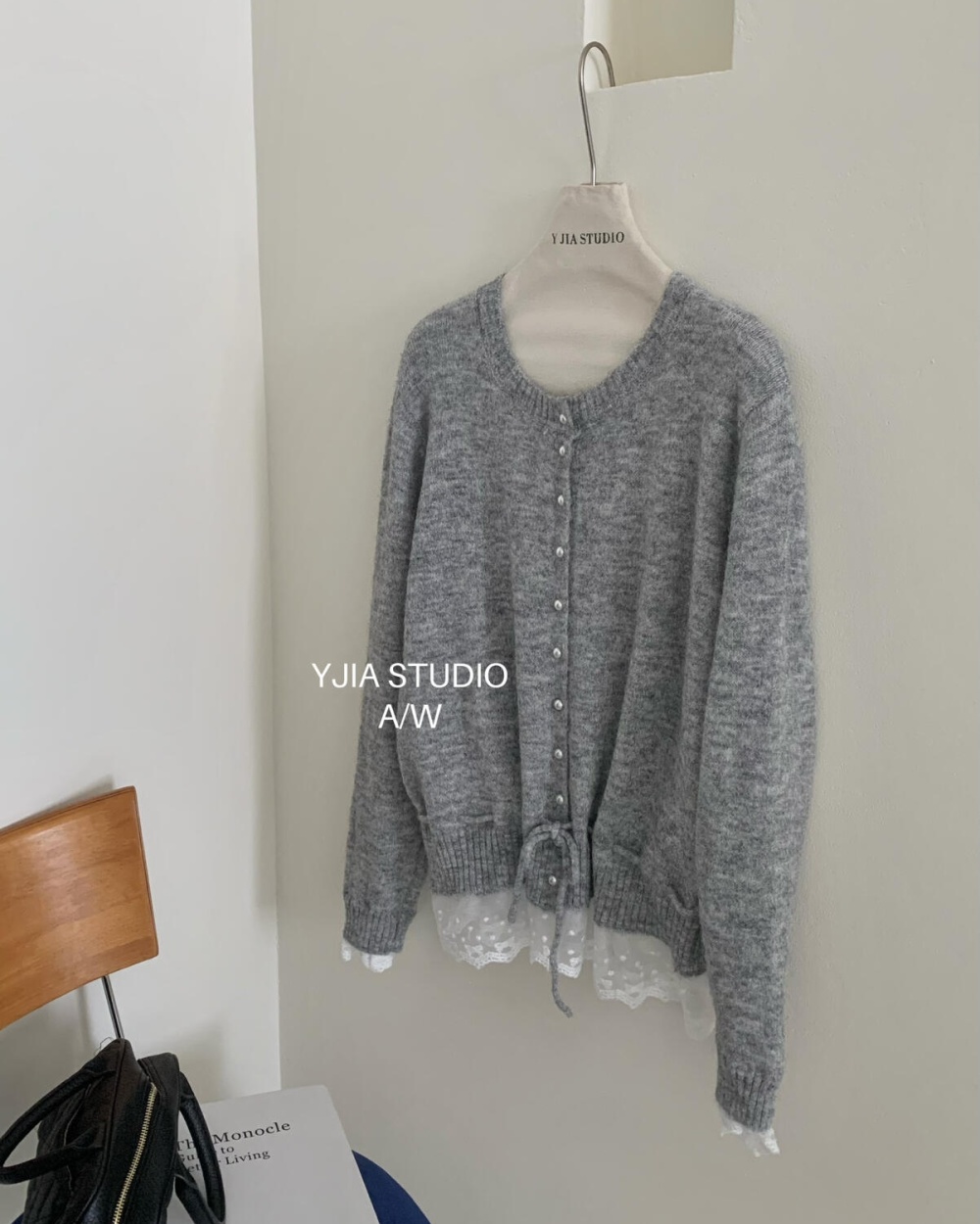 Splice drawstring pinched waist knitted sweater