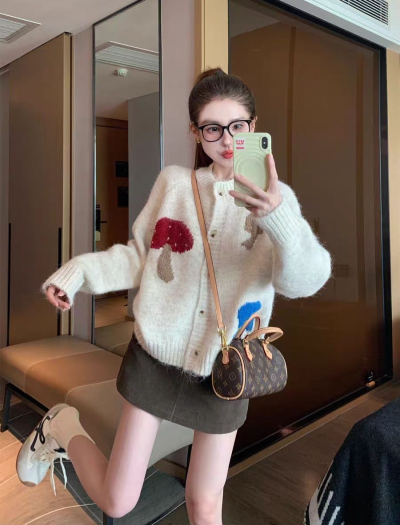 Autumn loose knitted sweater mushroom lazy coat for women