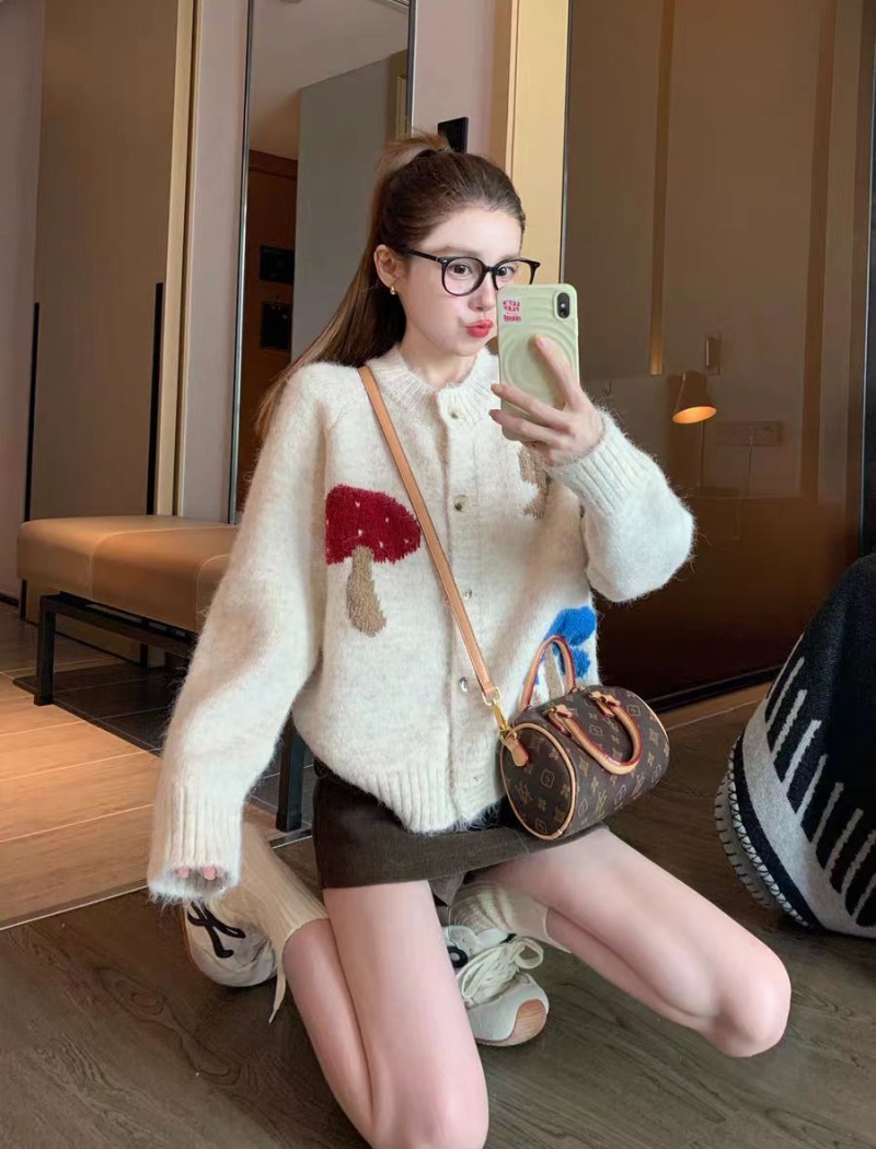 Autumn loose knitted sweater mushroom lazy coat for women