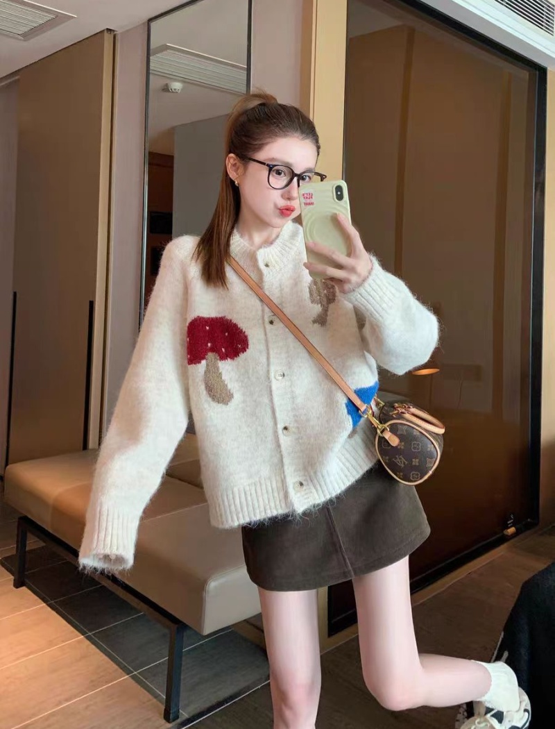 Autumn loose knitted sweater mushroom lazy coat for women
