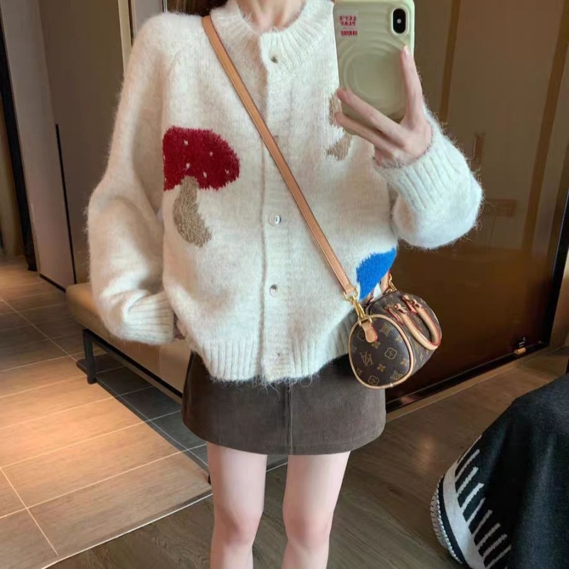 Autumn loose knitted sweater mushroom lazy coat for women