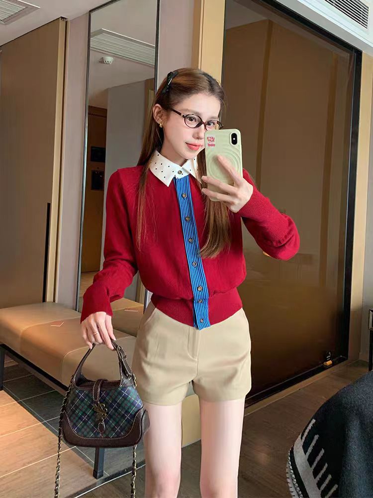 Red Western style tops show young sweater for women