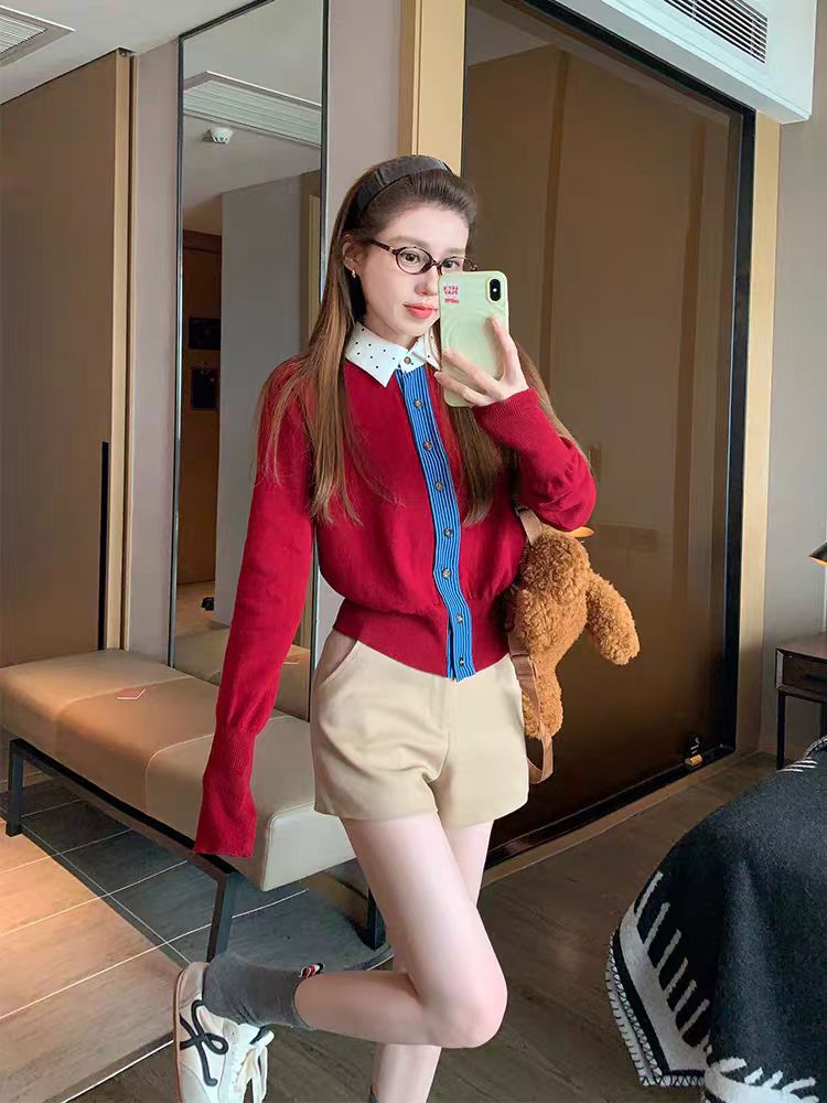 Red Western style tops show young sweater for women