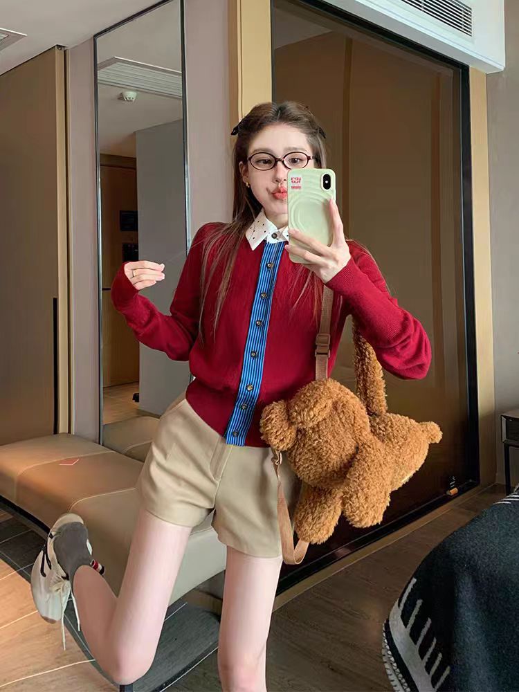 Red Western style tops show young sweater for women