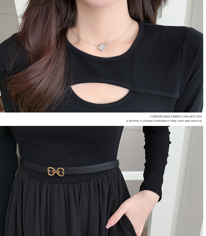 Knitted splice bottoming autumn dress for women