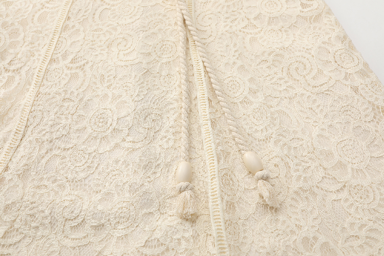 Lace cstand collar autumn retro with belt long dress