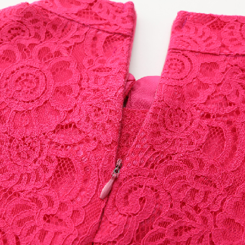 Cstand collar retro lace long autumn with belt dress