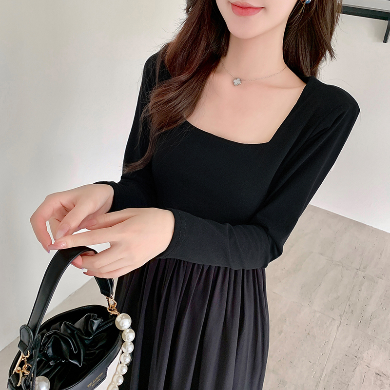 Black bottoming Hepburn style autumn dress for women