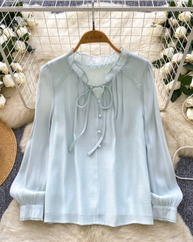 Splice autumn chiffon shirt show young tops for women