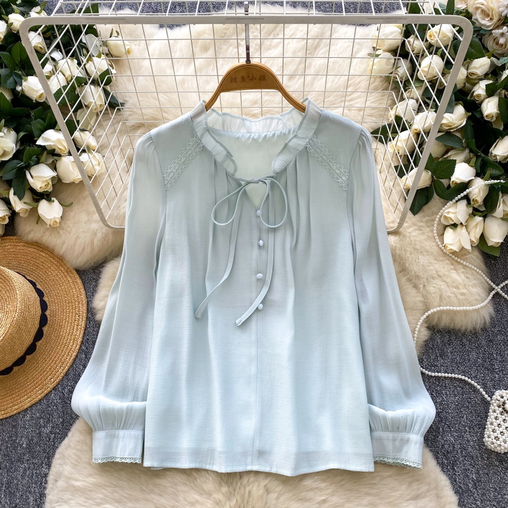 Splice autumn chiffon shirt show young tops for women