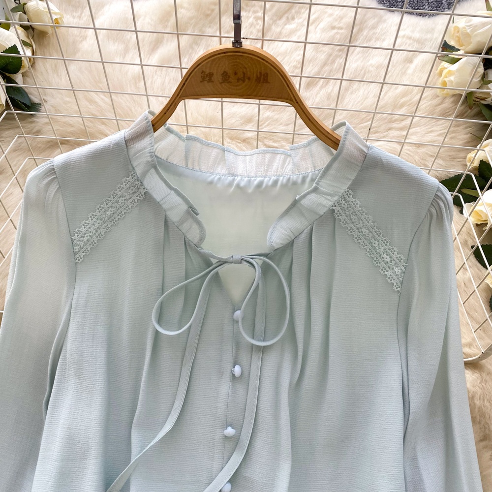 Splice autumn chiffon shirt show young tops for women