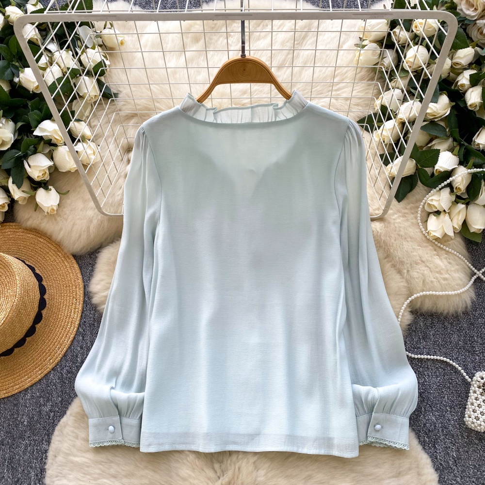 Splice autumn chiffon shirt show young tops for women