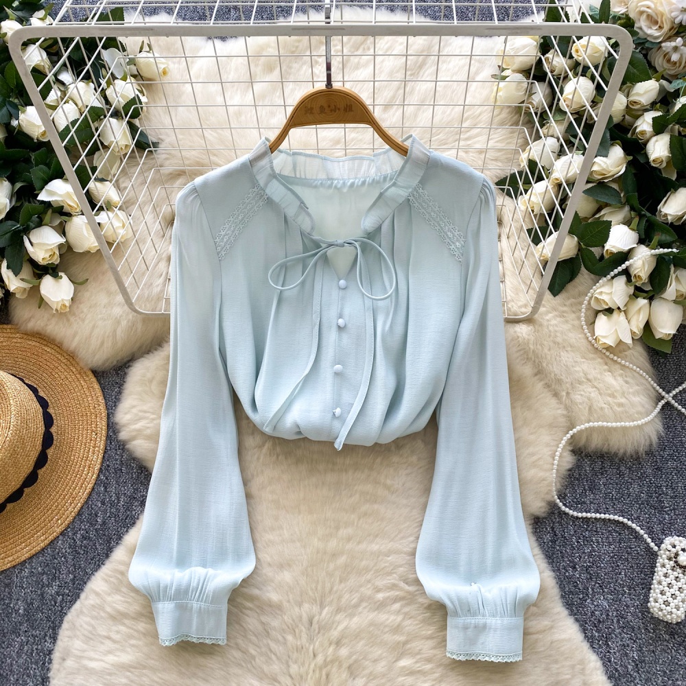 Splice autumn chiffon shirt show young tops for women