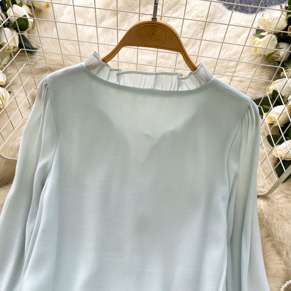 Splice autumn chiffon shirt show young tops for women