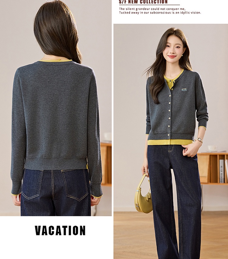 Pseudo-two embroidery coat outside the ride cardigan for women