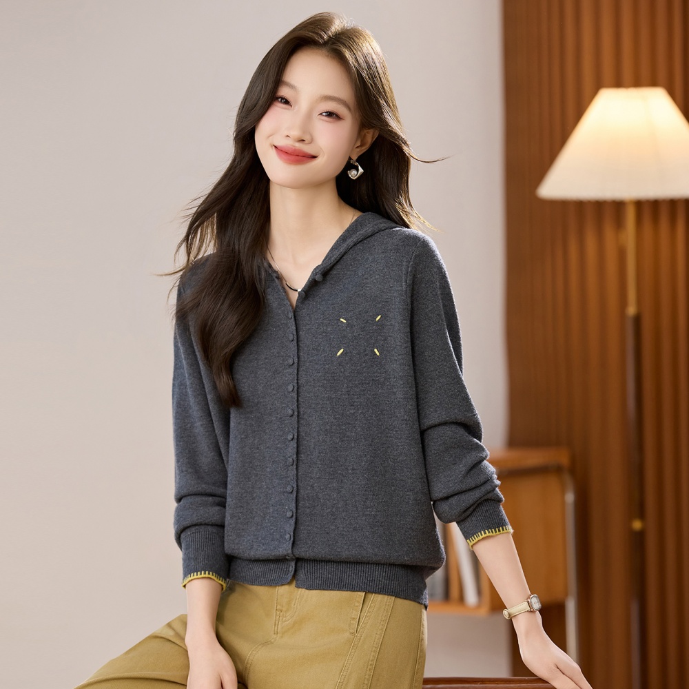 Korean style thin hooded sweater short autumn coat