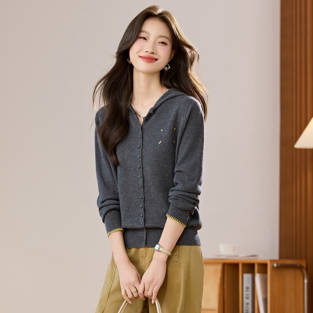 Korean style thin hooded sweater short autumn coat