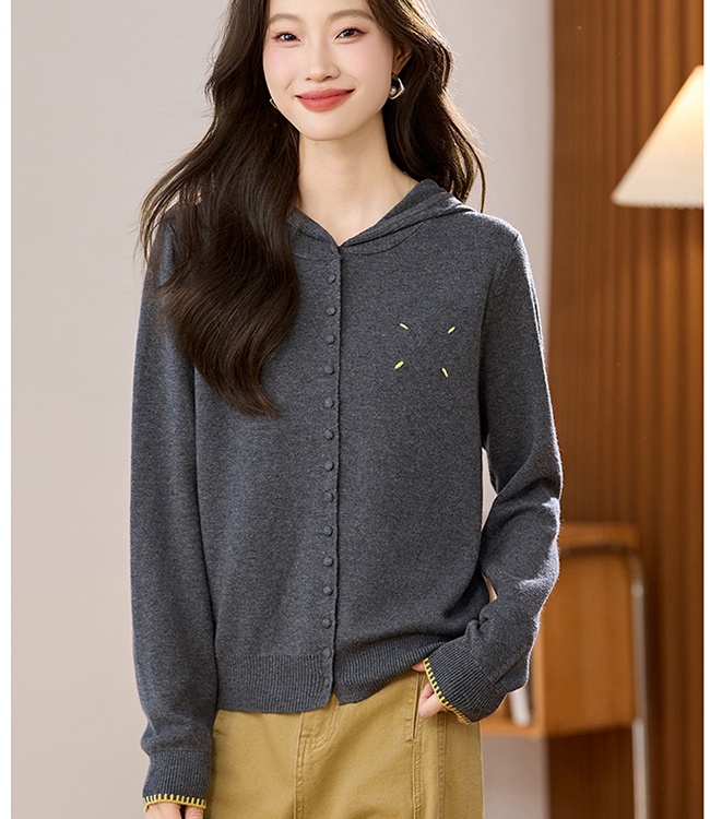 Korean style thin hooded sweater short autumn coat