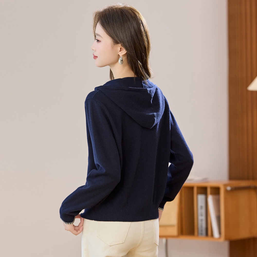 Korean style thin hooded sweater short autumn coat