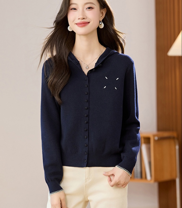 Korean style thin hooded sweater short autumn coat