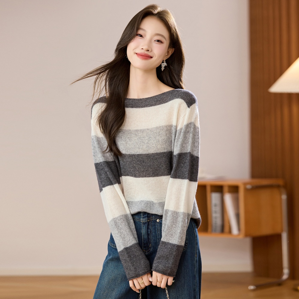 Horizontal collar sweater lazy shirts for women